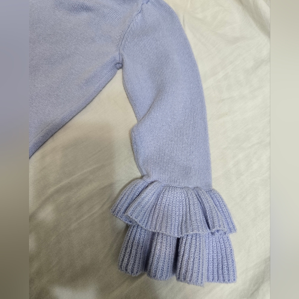 Janie and Jack Light Blue Ruffle Sleeve Sweater Size 4 - Picture 6 of 10